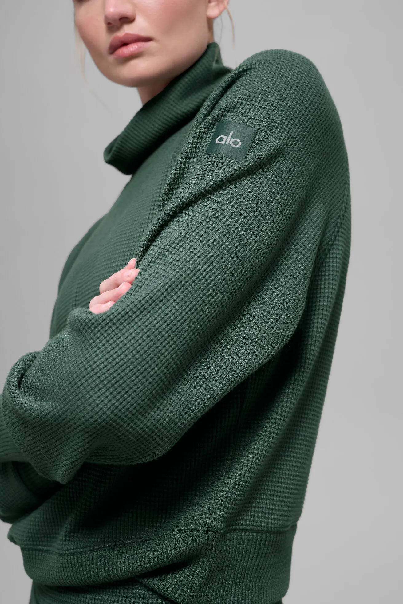 Moletom Waffle Weekend Escape Mock Neck Manga Longa