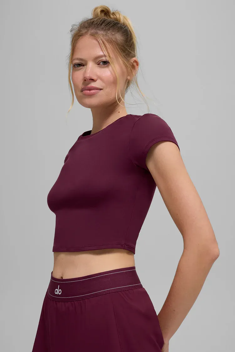 Camiseta Alosoft Crop Finesse Manga Curta
